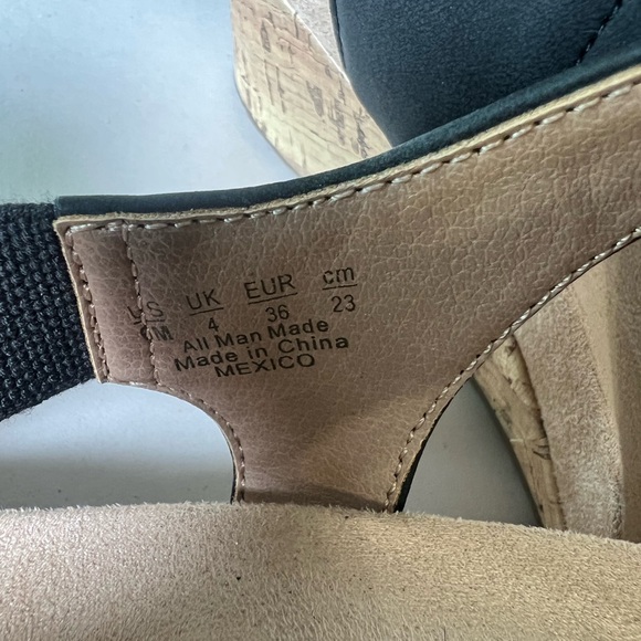 LifeStride Mexico Women's Wedge Sandals Black & Tan Size 6 - Picture 7 of 9